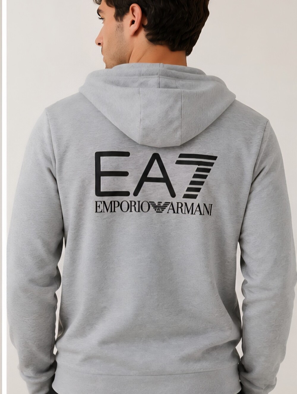 EA7 Emporio Armani Grey Full Zip Athleisure, Designer, Quiet Luxury Hoodie/ Med